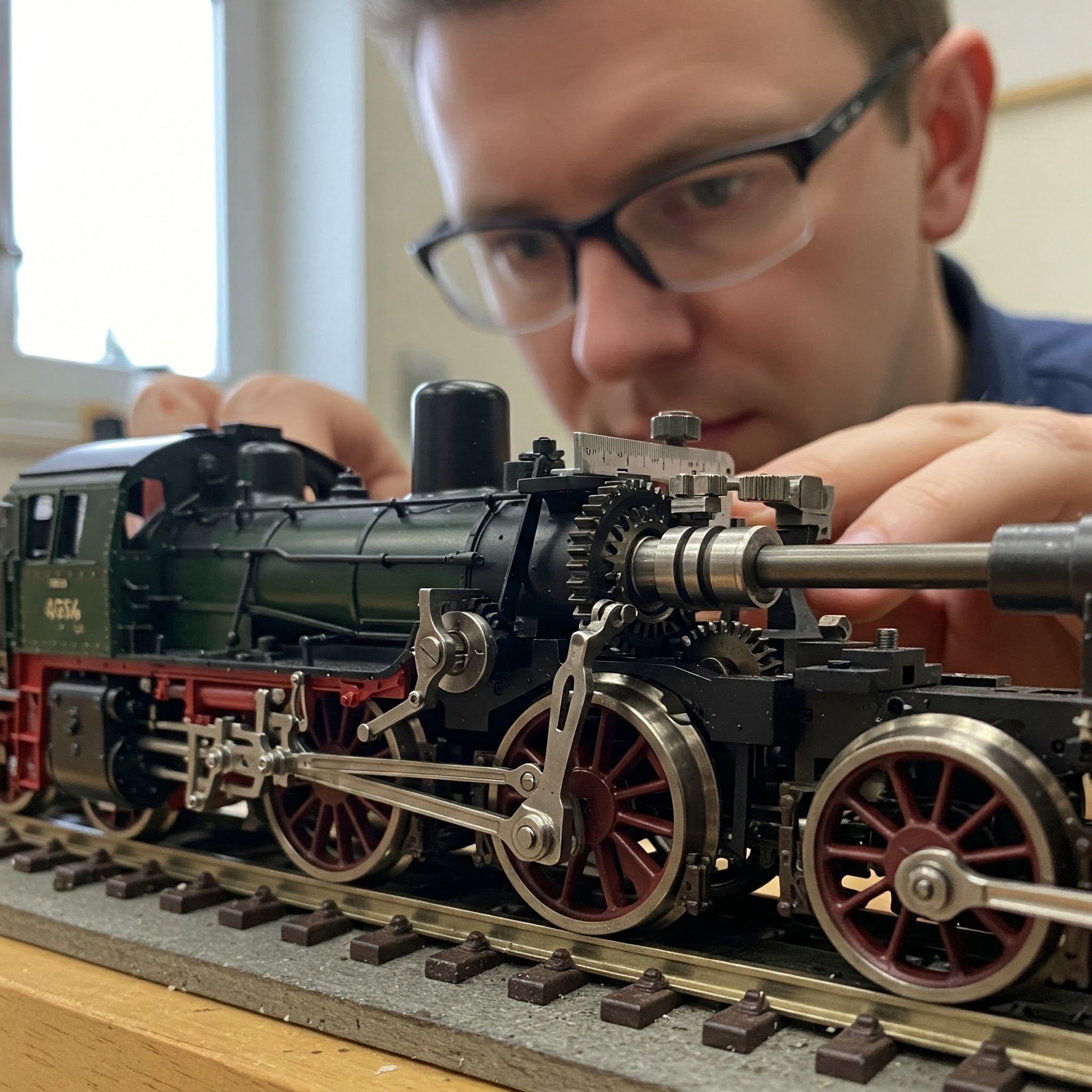 alinhamento de tração de trens em miniatura